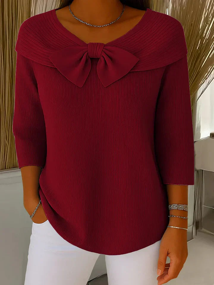 Celeste | Women's Sweater with Bow and Round Neckline