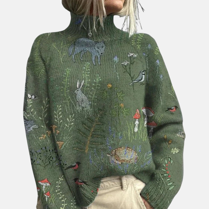 Aimelie™ | Artistic Turtleneck Knit Sweater – Refined Expression, Natural Elegance