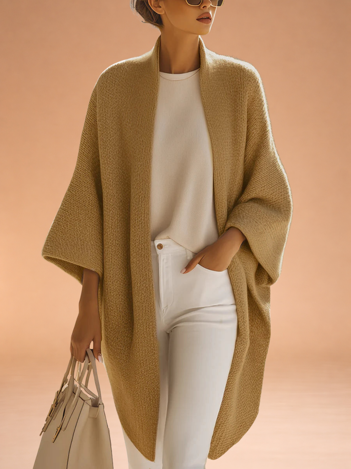 Sand Beige Oversized Knit Cardigan