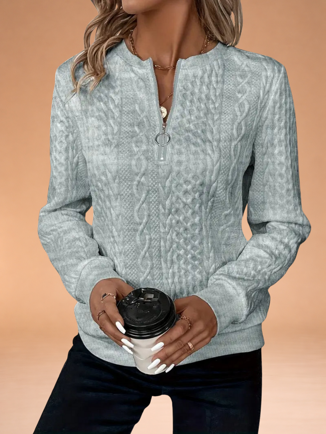 Emma | Zip-Up Cable Knit Sweater