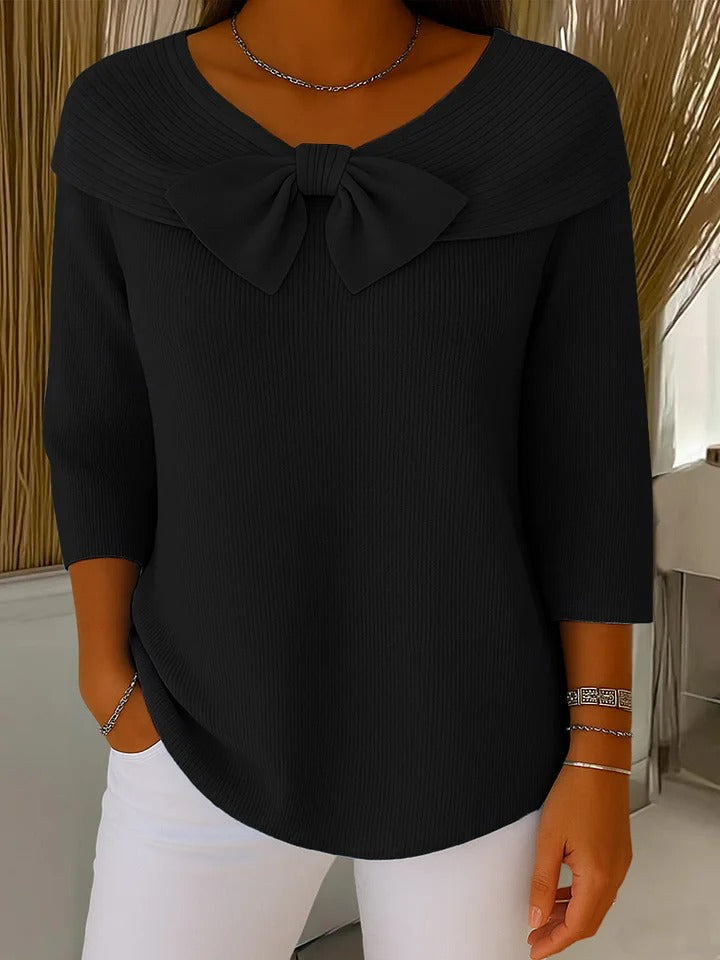 Celeste | Women's Sweater with Bow and Round Neckline