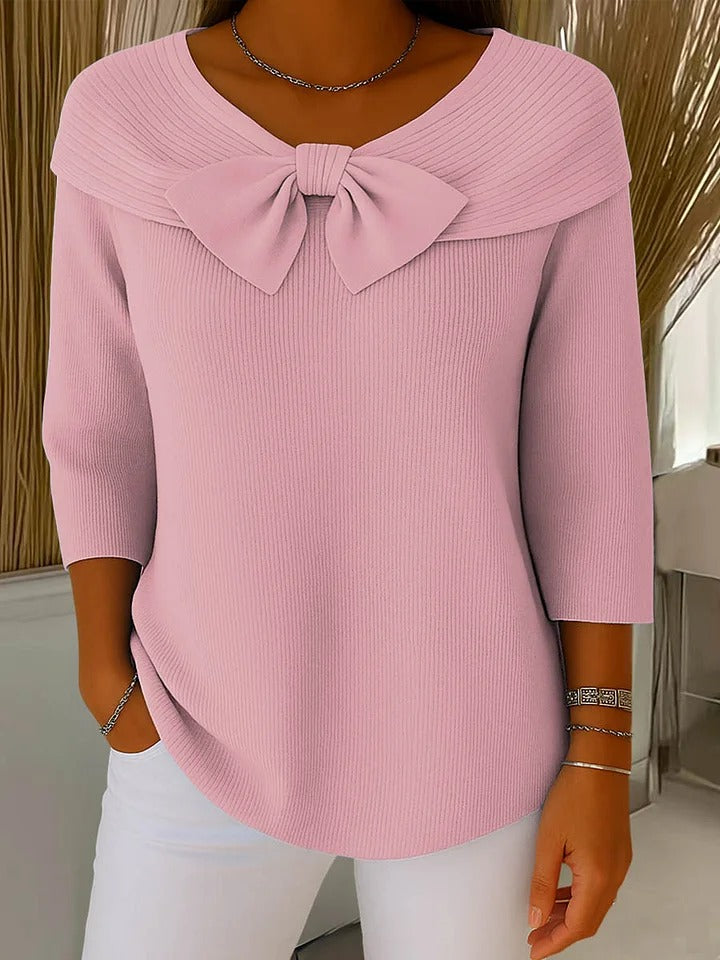 Celeste | Women's Sweater with Bow and Round Neckline